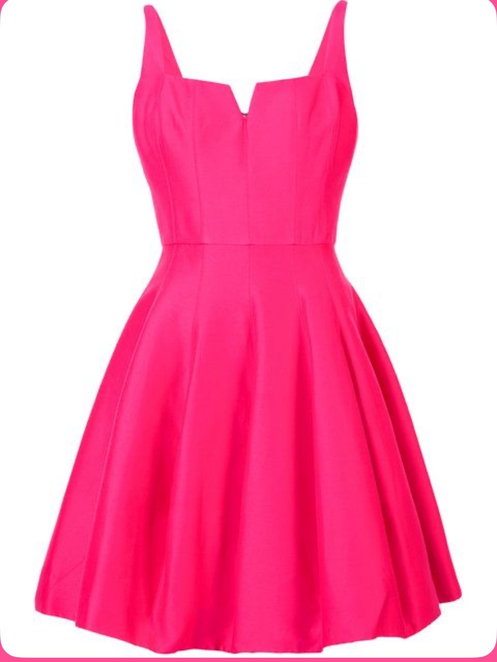 Halston Heritage Hot Pink Sleeveless Fit-and-Flare Mini Dress